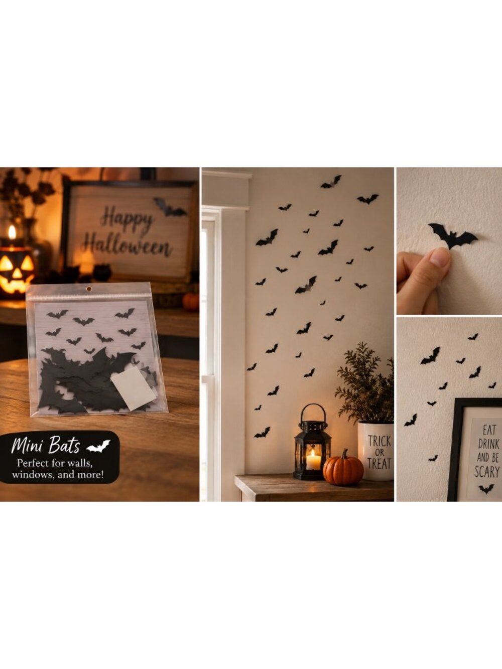 NEW Halloween Adhesive Bat Decorations – Pack of Wall Bats